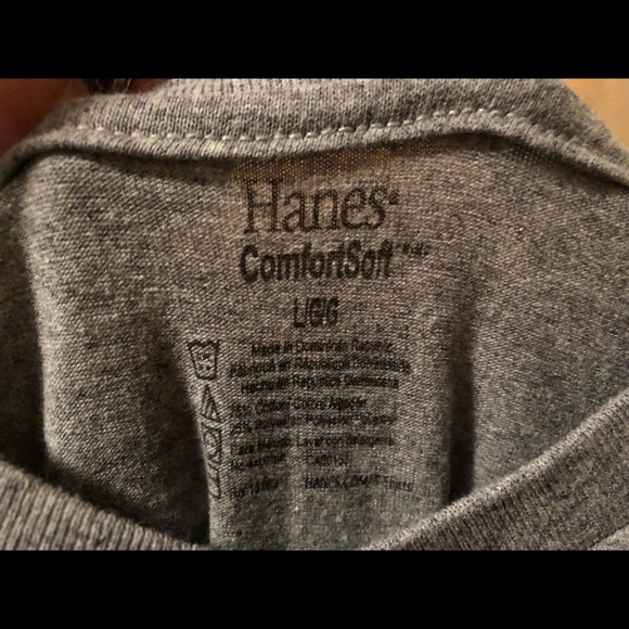 Hanes ComfortSoft Gray V-Neck T-Shirt Sz L - Picture 2 of 4